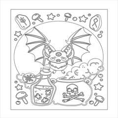 creepy kawaii pastel goth coloring page