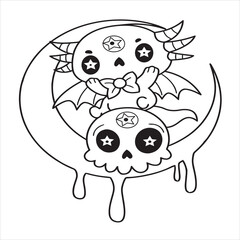 creepy kawaii pastel goth coloring page