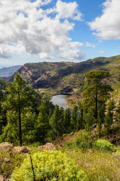 Aerial view of Presa del Mulato, Gran Canaria, Canary Islands, Spain