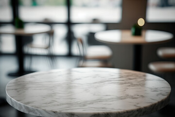 Obraz na płótnie Canvas background of an abstract cafe restaurant with a marble table top. Generative AI