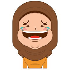 muslim girl laughing face cartoon cute