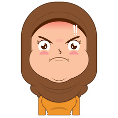 muslim girl angry face cartoon cute