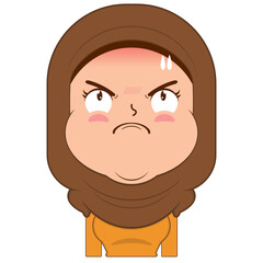 muslim girl angry face cartoon cute