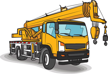 Fototapeta na wymiar Mobile Crane Truck Lorry Heavy Vehicle Transportation Vector Illustration
