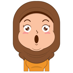 muslim girl surprised face cartoon cute