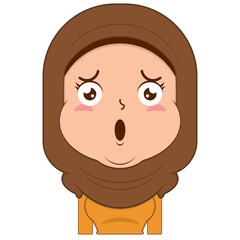 muslim girl surprised face cartoon cute