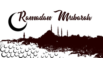 Muslim greeting and celebration card for the beginning of the month of Ramadan