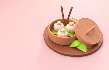 Isolated Japanese Food. 3D Illustration
