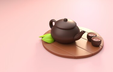 Isolated Japanese Tea. 3D Illustration