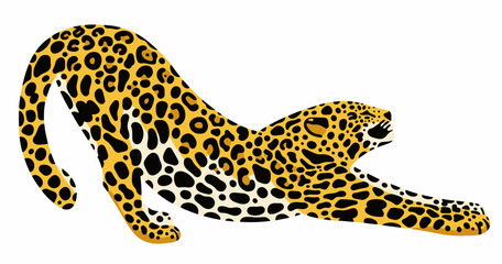 Amur leopard vector cartoon illustration - obrazy, fototapety, plakaty