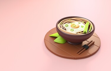 Isolated Japanese Food. 3D Illustration