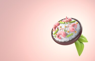 Isolated Japanese Food. 3D Illustration