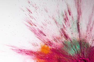 Close up of multi coloured powder with copy space