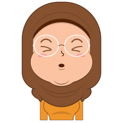 muslim girl whistling face cartoon cute