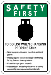 Propane warning chemical sign and labels to do list when changing propane tank