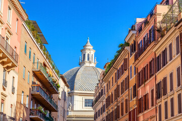 Residential Apartment Buildings in Downtown City of Rome, Italy. Sunny Fall Season day.