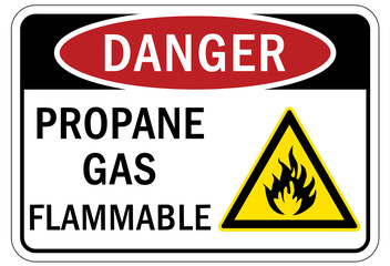 Propane warning chemical sign and labels propane gas flammable