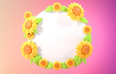 Isolated Spring Flowers. 3D Illustration