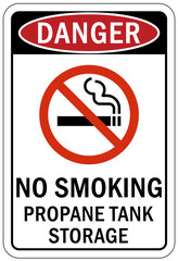 Propane warning chemical sign and labels no smoking propane tank storage