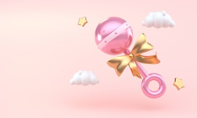 Isolated Baby Rattle. 3D Illustration