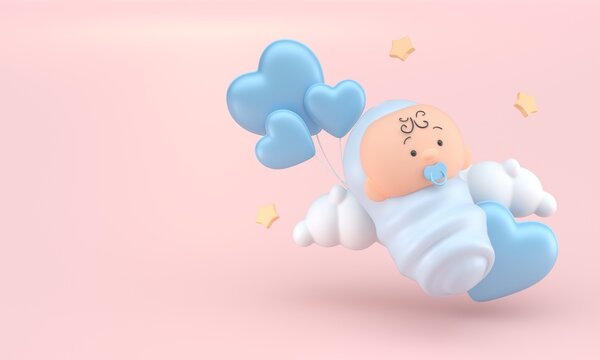 Isolated 3D Baby, 3D Illustration