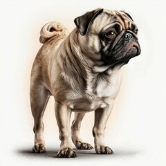 Obraz premium Pug dog on white background. Generative AI