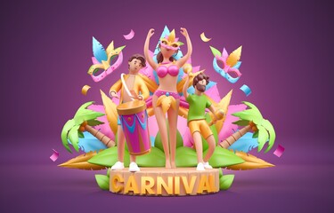 3D Carnival Concept. 3D Illustration
