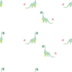 Seamless pattern with dinosaurs on white background