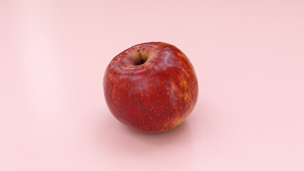 Red apple symbol of health, healthy diet, proper nutrition and healthy teeth - 3D Illustration