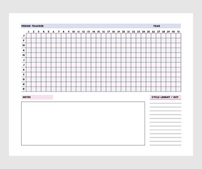 Vector Period Tracker, Menstrual Cycle Calendar Template, Period Symptom Tracker, Period Planner Insert, Menstrual Cycle Tracker