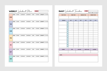 Vector Workout Log, Workout Tracker Template, Weekly Workout Planner, Daily Exercise Tracker, Gym Training Log, Fitness Planner