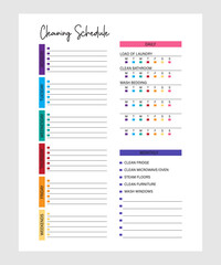 Vector Cleaning Schedule, Cleaning Planner, Cleaning Tracker, Home Maintenance Printable, Cleaning Checklist