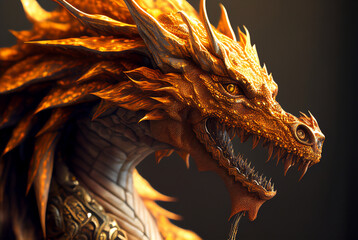 Majestic fantasy dragon background/desktop/wallpaper, magic fairy tale art, digital art, generative AI
