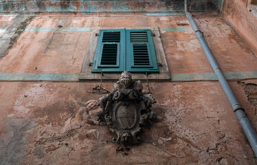 Fototapeta na wymiar Ancient building facade in Old Town Kotor, Montenegro