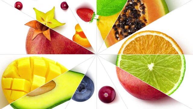 fresh fruits clock animation circle logo template