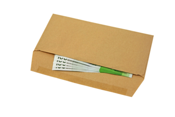 euro notes in envelope	