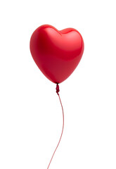 Fototapeta na wymiar Single Red Heart Shaped Balloon Floating - Transparent PNG Generative AI.