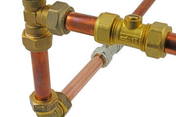 Isolated view plumbing fittings and pipework, png transparent.	