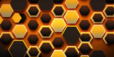 Technical 3D hexagonal background design, Generative AI
