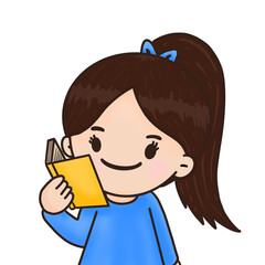 Blue Cute Girl Reading.
