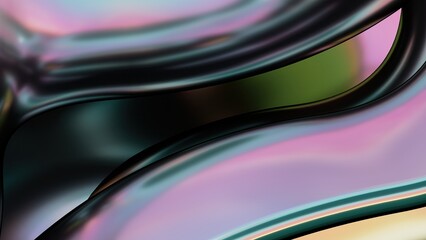 Pink and green modern artistic organic bulging and metallic texture abstract, dramatic, modern, luxurious and upscale 3D rendering graphic design element background material