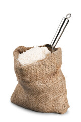 White Flour in a bag with spoon