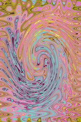 Small multi-colored doodle patterns on a beautiful pink background. Psychedelic design, colorful waves