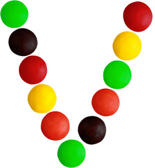 Letter V made out of candy