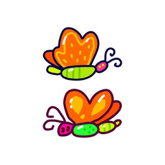 butterfly doodle illustration isolated background