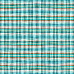Teal rustic coastal beach house check fabric tile. Seamless sailor flannel textile gingham repeat swatch.
