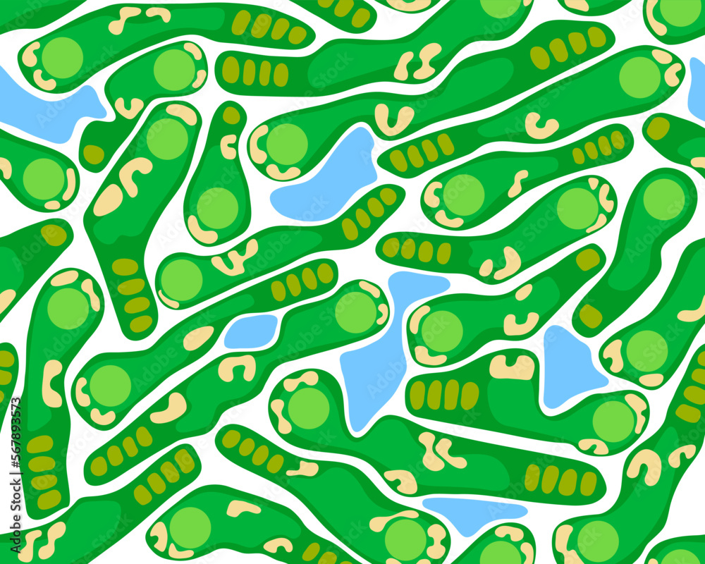 Sticker golf course layout seamless pattern. top view of vector map color illustration