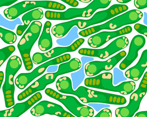 Golf course layout seamless pattern. Top view of vector map color illustration
