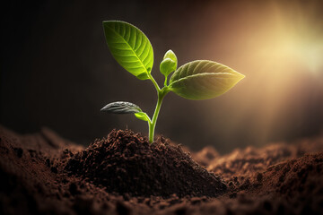 Fresh Plant Growing In The Sun. Generative AI