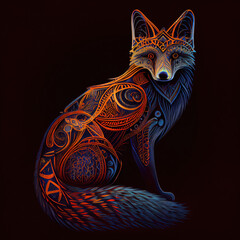 Red fox illustration. Generative AI